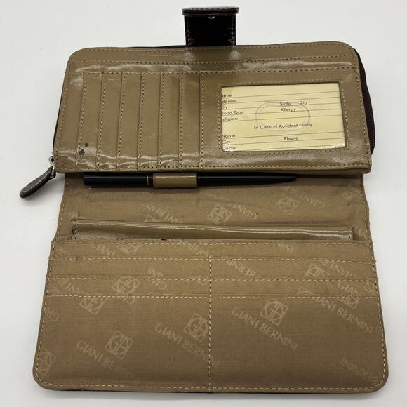 Giani Bernini Wallet Womens Brown Signature All in One Calculator Snap Close - Picture 5 of 9